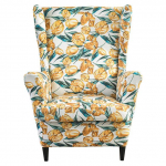 Spausdintas nuožulnios atramos karali&scaron;ko stiliaus kėdės užvalkalas, elastingas fotelio sparno sofos atlo&scaron;o užvalkalas, tampus apsauginis namų dekoras 1 Piece