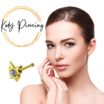 KODAI PIERCING 9K Aukso Piercingas Papuo&scaron;alas Inkrustuotas Drugelio Rutuliuku Galu Nosies Smeigtukas - Kokybi&scaron;kas Piercingas