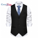 Cozy Up Vyri&scaron;kas kostiumas Liemenė Oficiali Suknelės Liemenė Slim Fit Verslo vestuvinė liemenė S juoda