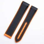 Mink&scaron;ta guminė laikrodžio apyrankė skirta Omega dirželiui Seamaster 300 Planet Ocean 600 lenkto galo laikrodžio apyrankė juodai oranžinė 20 mm 22 mm mėnulio laikrodžio diržas Black orange edge 22mm with logo&Without Buckle