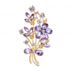 Moteri&scaron;kos eleganti&scaron;kos puok&scaron;tės formos sagė Blizgantis kalnų kri&scaron;tolas, inkrustuotas segtuku kostiumas apykaklė skara skara ženklelis kostiumo priedai violetinė