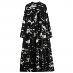 XITAO Print Patchwork Stand Collar Dresses DMJ3421