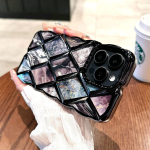 Prabangus 3D dengimo deimantinio tinklelio marmuro ra&scaron;to telefono dėklas, skirtas iPhone 11 12 13 14 15 Pro Max 12 Pro 13 Pro 14 Pro Max, nenukritus, mink&scaron;tas TPU dangtelis iPhone 15 Pro Max juoda