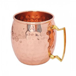 Pure Copper Unique Hammered Design Maskvos mulo puodelis su žalvarine rankena 550 ml