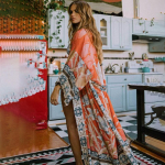 Senoviniai gėlėti paplūdimio kimono moteri&scaron;ki maudymosi kostiumėlių apdangalai Vasaros Bohemijos atostogų maudymosi kostiumėliai Cape maudymosi kostiumėliai One Size oranžinė