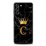Crown Letter A&ndash;Z telefono dėklas, skirtas Samsung Galaxy S24 S23 Ultra S22 S21 S20 FE 5G S10 S10E S9 Plus S8 mink&scaron;tas silikoninis juodas dangtelis Samsung S23 FE
