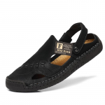 Natūralios odos vyri&scaron;ki &bdquo;Baotou&ldquo; sandalai: Neslystantys batai mink&scaron;tu padu, dvigubos paskirties lauko ir laisvalaikio paplūdimio apranga. Size 43