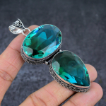 Bi-Color Tourmaline Gemstone 925 Sterling Silver Gift Pendant 3.31 u3h95