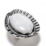 Natural Rainbow Moonstone Gemstone 925 Sterling Silver Ring Size 9.5 i0q08