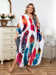 EDOLYNSA plius dydis Kaftan Bohemian margaspalviai lapai marginti vasarinė Long Beach suknelė Moteri&scaron;ka namų apranga maudymosi kostiumėlis Cover Up laisvas kaftanas