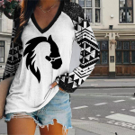 Medaus bičių spaudos moteri&scaron;ki mar&scaron;kinėliai, moteri&scaron;ki vir&scaron;utiniai ilgomis rankovėmis, V formos i&scaron;kirpte, megztiniai, moteri&scaron;ki mar&scaron;kinėliai XS