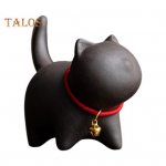 Kitten Tea Pet Kung Fu arbatos rinkinys Rankų darbo purpurinė smėlio arbata Pet Oriental Elegance Stalo kambarys Namų biuras Arbatos dekoras Unikali dovana arbatos mėgėjams juoda pilka spalva