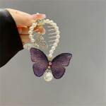 Butterfly Pearl arklio uodegos segtukas Eleganti&scaron;ki plaukų aksesuarai moterims Temperamento rutulinių plaukų segtukas Metalinės Barrettes galvos apdangalo galvos sagtis mėlyna