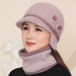 Moterų pagyvenusių žmonių žieminė dviguba &scaron;ilta ausų apsauga vilnonė kepurė &scaron;altai megzta kepurė hat only