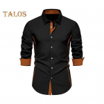 Rudeniniai vyri&scaron;ki mar&scaron;kiniai, apverčiami apykakle, sagos ilgomis rankovėmis, vientisos spalvos, plonos, vidutinio ilgio, laisvalaikio, formalaus verslo kelionei į darbą ir atgal. S tamsiai mėlyna spalva