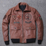 Skraidančio kostiumo odinė striukė Vyri&scaron;ka retro stiliaus avikailio granuliuotos odos striukė S