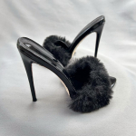 Super auk&scaron;takulnės Vasarinės Moteri&scaron;kos &Scaron;lepetės Kailinės Smailianosės Įslystamosios &Scaron;lepetės Auk&scaron;takulnės 12cm Seksualios Moteri&scaron;kos Sandalai 33-45 33