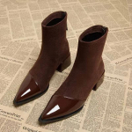 Moteri&scaron;ki stambūs vidutinio auk&scaron;tumo batai zom&scaron;iniai batai moterims smailianosiai tendencija žiema Naujas goti&scaron;kas vaik&scaron;čiojimas sniegas Chelsea Botas De Mujer 38