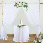 2 vnt. fono užuolaidos Vestuvių organza permatomas kri&scaron;tolo tiulio ritininis siūlas organzos audinys Vestuvių vakarėlio fonas Kūdikių du&scaron;o dekoras 2pcs balta