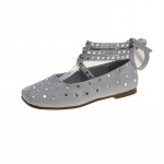 Madingi moteri&scaron;ki vasaros naujo stiliaus ry&scaron;kūs deimantiniai tu&scaron;čiaviduriai Mary Jane plok&scaron;čiapadžiai batai su kryžminiais dirželiais, apvaliu priekiu, patogūs didelio dydžio balerinos batai 35 sidabras