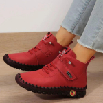 Žieminiai ortopediniai batai moterims rudeniniai rudeniniai odiniai batai su kailiu raudoni mokasinai moteri&scaron;ki kulk&scaron;nies batai mamai pliu&scaron;iniai sportbačiai CN 40(Insole 25 cm raudona
