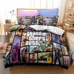 3D animacinio žaidimo &bdquo;Grand Theft Auto&ldquo; antklodės užvalkalas su pagalvės užvalkalu, patalynės komplektas, viengulė lova, dvigulė lova, dvigulė lova, karalienės dydžio lova, kambario dekoras AU Single 140x210cm