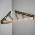 BAKALA &Scaron;epetys auksinis Vonios lentyna Žalvario Du&scaron;o laikiklis Trikampis krep&scaron;ys Lentyna Vonia Du&scaron;as Caddy Lentyna Laikiklis Montuojamas ant sienos Kampinė lentyna