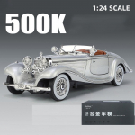1/24 Benz 500K klasikinis senovinis automobilinis žaislas vaikams Lietaus lydinio miniatiūrinis modelis Sound Light kolekcija Gimtadienio dovana vaikui