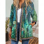 GMXIA rudens žiemos vintažinis etninio stiliaus spaudinys didelio dydžio striukė, moteri&scaron;ka apranga M