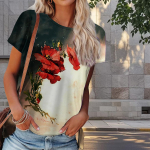 Moteri&scaron;ki vasariniai mar&scaron;kinėliai su gėlių spauda, ​​retro stiliaus trumpomis rankovėmis, laisvalaikio spausdinti vir&scaron;ūnės XS mėlyna