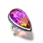 Bi-Color Tourmaline Handmade 925 Sterling Silver Jewelry Ring Size 5 l9i53