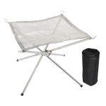 Ne&scaron;iojama sulankstoma laužavietė su nerūdijančio plieno grotelių tinkleliu, lengvai pastatoma, sulankstoma, skirta lauko stovyklavimui, i&scaron;kyloms, kepsninei, malkoms deginti, anglims su sidabras