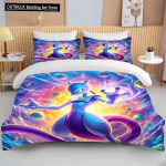 10 dydžių Pokemon Mewtwo spausdintas patalynės komplektas animacinis anime antklodės užvalkalas antklodei pagalvės užvalkalas berniukams mergaitėms vaikams suaugusiems karali&scaron;ko dydžio dovana 140x200cm 3pcs