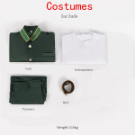 Haruka Sakura Cosplay Vyri&scaron;ki Fantazijos Kostiumas Perukas Anime Vėjo Striukė Apranga Paltai Kelnės Berniukams Vyri&scaron;ki Helovino Karnavalo Kostiumai 2XL žalia
