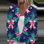 Moteri&scaron;ka spaudinėta ilgomis rankovėmis megzta megztinė pūkinė striukė su sagomis XL tamsiai mėlyna