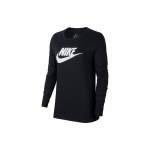 Nike Sportswear Klasikinis logotipas Spausdintas apvalios apykaklės ilgomis rankovėmis T-shirt Moteri&scaron;ki vir&scaron;utiniai drabužiai Juoda BV6172-010 M