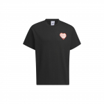 Adidas Originals Valentino dienos serija raidžių spaudinio sportiniai laisvi trumparankoviai mar&scaron;kinėliai Unisex Vir&scaron;utiniai drabužiai Juodi JE3470 S