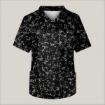 Vyri&scaron;ka spauda trumpomis rankovėmis V formos i&scaron;kirpte darbinė palaidinė krūtinės ki&scaron;enė S juoda