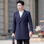 Teluoman Men's Padded Wool Blend Mid-Length Overcoat L