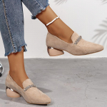 Smailūs Kristaliniai Moteri&scaron;ki Mokasinai Stambiu Kulnu Suede Laisvalaikio Batai Rudens Naujas Prekės ženklas Walking 2024 Jaukūs Zapatos Mujer 36 abrikosas