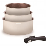 Set de 3 casseroles ARTHUR MARTIN - AM2655 - 16-18-20 cm + 1 poign&eacute;e amovible - Tous feux dont induction kreminė