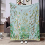 Gėlės Pauk&scaron;čiai Kūrybi&scaron;kas pledas Flanelės spaudinio pledas Super mink&scaron;tas jaukus pledas sofai miegui Namų pledas Puiki dovana jai 30x40in