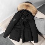 Darbo drabužiai kailiniai su gobtuvu apykakle laisva pūkinė striukė, moteri&scaron;ka vidutinio ilgio poros, sustorėjusios žieminės vyrų ir moterų su ta pačia versija XXXL juoda