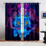 2 vnt. K-Pop Demonas Medžiotojai Kar&scaron;tos Anime Merginos Komanda Spausdintos Blackout Užuolaidos Puikiai Tinka Miegamajam Svetainei Madingos Dekoratyvinės 213x160cm-2PC