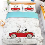 Animacinis &scaron;uo 3D spausdinimas I&scaron;skirtinis Snoopy patalynės komplektas Užvalkalas ant antklodės Antklodė Lovos Jaunimo Mergaitės Berniukai Dovana AU Double(180*210cm)3pcs