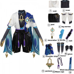 Genshin Impact Wanderer Scaramouche Cosplay kostiumas Balladeer kepurė Perukas Uniforma Kunikuzushi Helovino karnavaliniai vakarėliai Drabužiai Anime xs