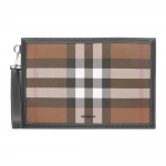 Burberry užtraukiamas languotas odinis dėklas-sąsaginis mai&scaron;elis vyri&scaron;kas dėklas Tamsiai rie&scaron;uto rudos spalvos 80508291 Gift Set(Basic Set+Box+Shopping Bag)