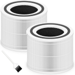 Core 300 Pakeičiamas filtras LEVOIT Core 300, Core 300S ir Core 300-P oro valytuvams, 3-in-1 H13 True HEPA filtro pakeitimas 2-Pack balta