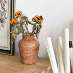 Kūrybi&scaron;ka rankų darbo rotango pynimo vaza džiovintoms gėlėms, gėlių kompozicijai, namų dekoras, stalo ornamentas, sodo dekoracija 1 Piece