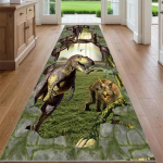 3D Juros periodo Dinzaurų Kilimas Prehistorinis T-Rex Iliuzinis Grindų Kilimėlis Mink&scaron;tas Plaunamas Neslystantis Dinozaurų Tematikos Dekoras Žaidimų Kambariui Miegamajam 40x120cm black